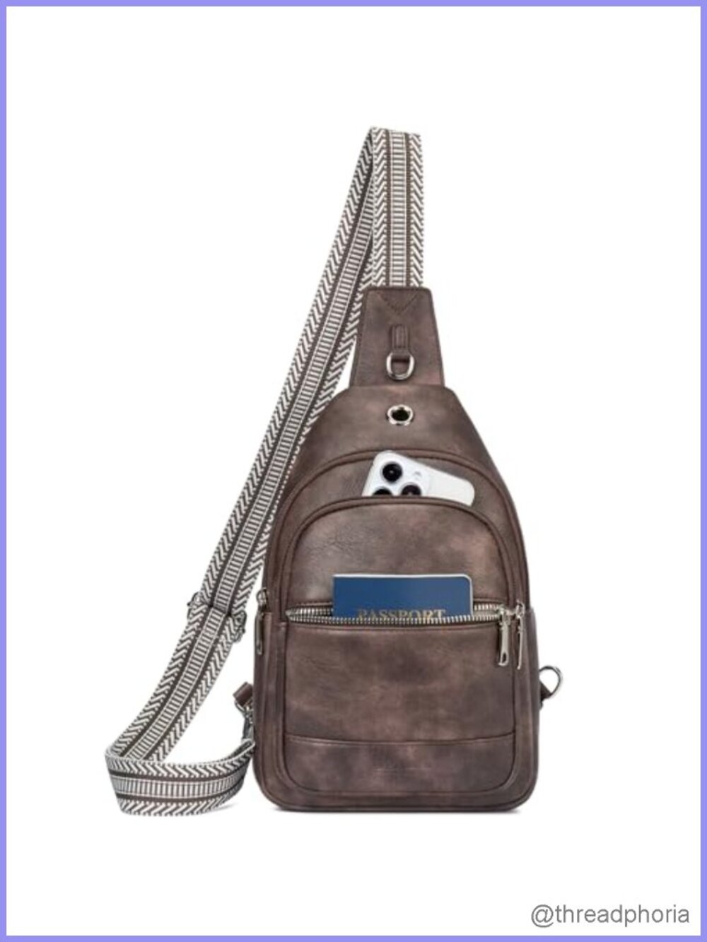 PU Leather Large Sling Bag for Women Travel Crossbody Purse 7L Anti Theft